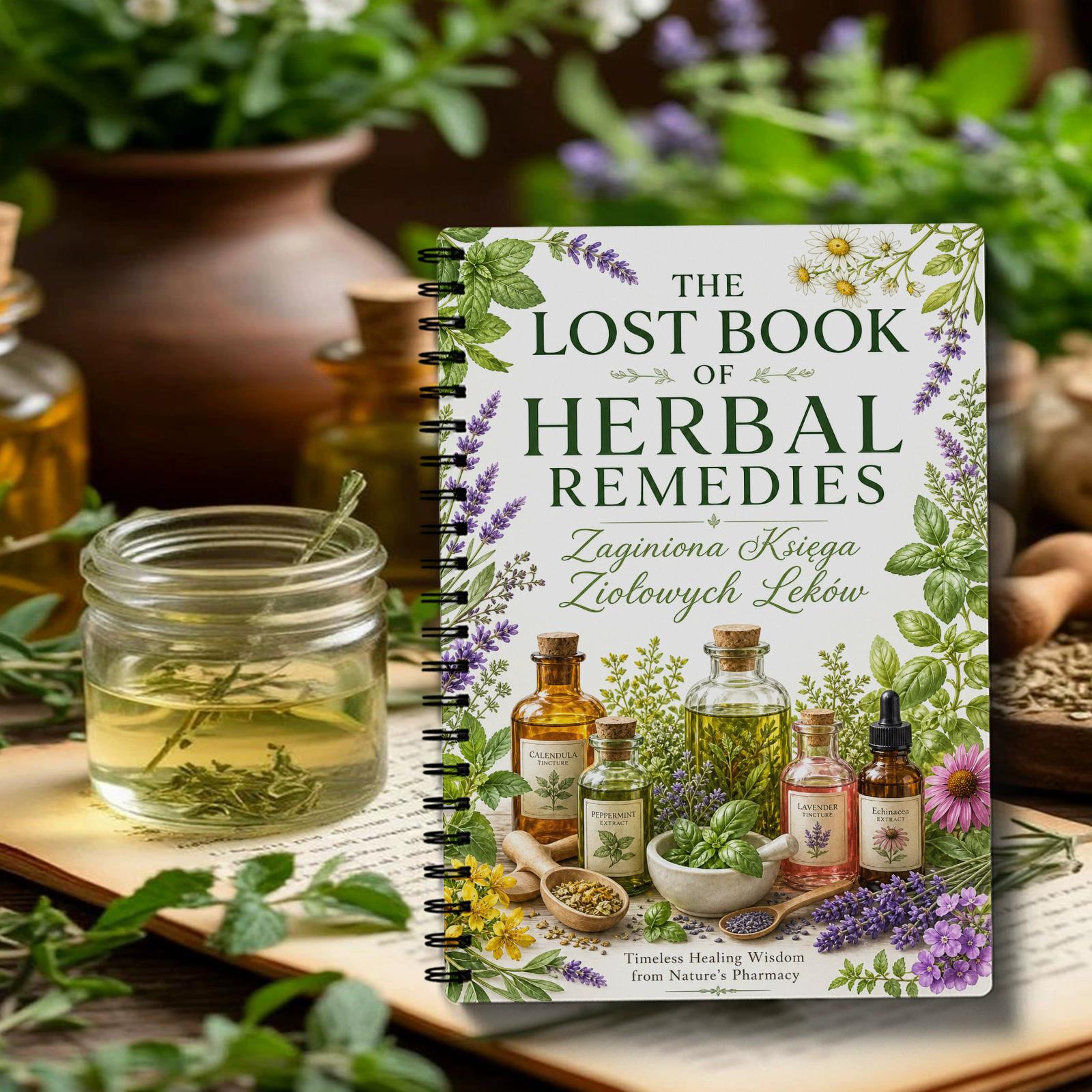 Natural Herbal Wellness - Kräuterheilmittel Spiralnotizbuch Polnische Ausgabe Notizbuch für