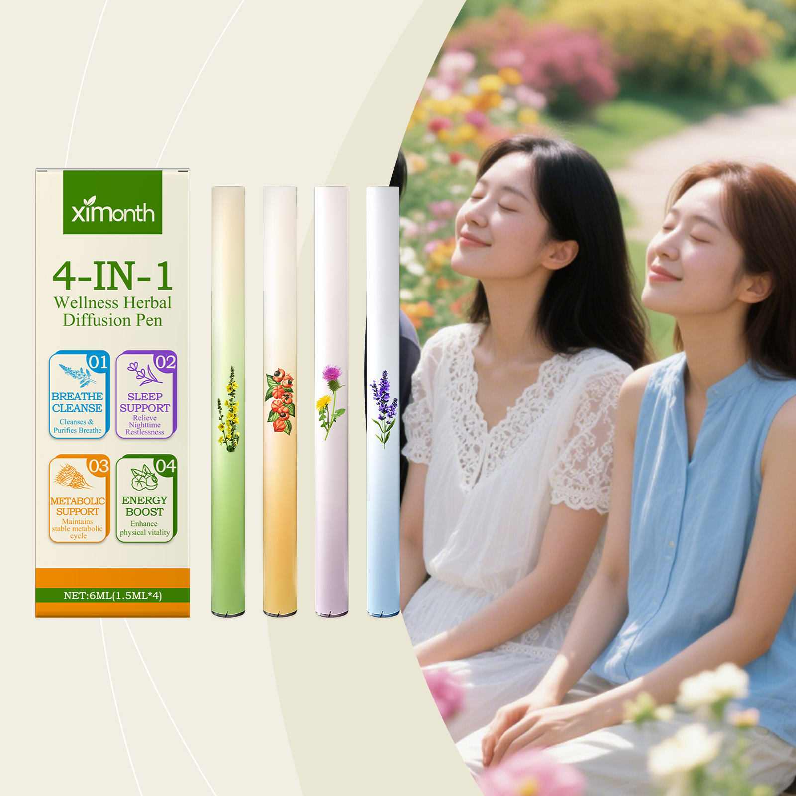 Natural Herbal Wellness - 4-in-1-Kombi-Stick mit Kräuterenergie, natürliche Wellness-Unterstützung, Fokus,