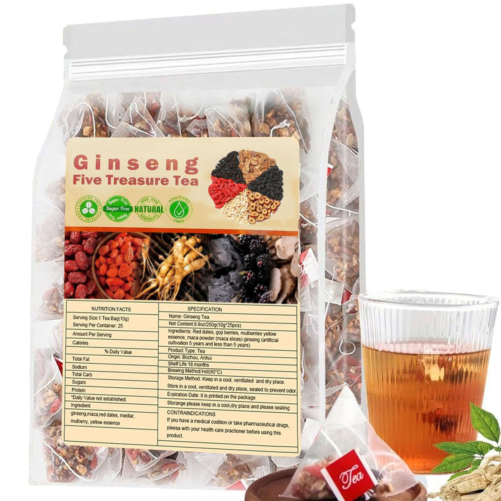 Herbal Wellness Tea - Ginseng Five Treasures Tea Nierentee, natürlicher