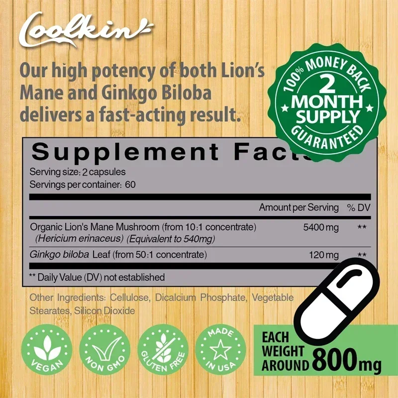 Coolkin Lion's Mane Pilz-Extra – Ginkgo Biloba Extract Bewertung und Preis